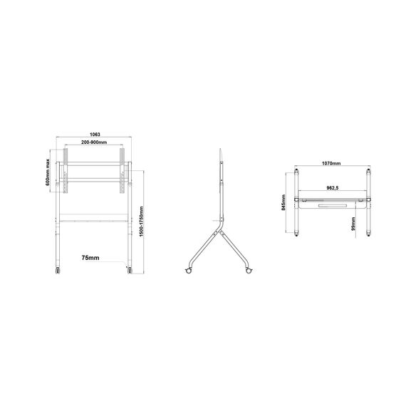 Передвижная стойка M Motorized Collaboration Floorstand 55"-86"